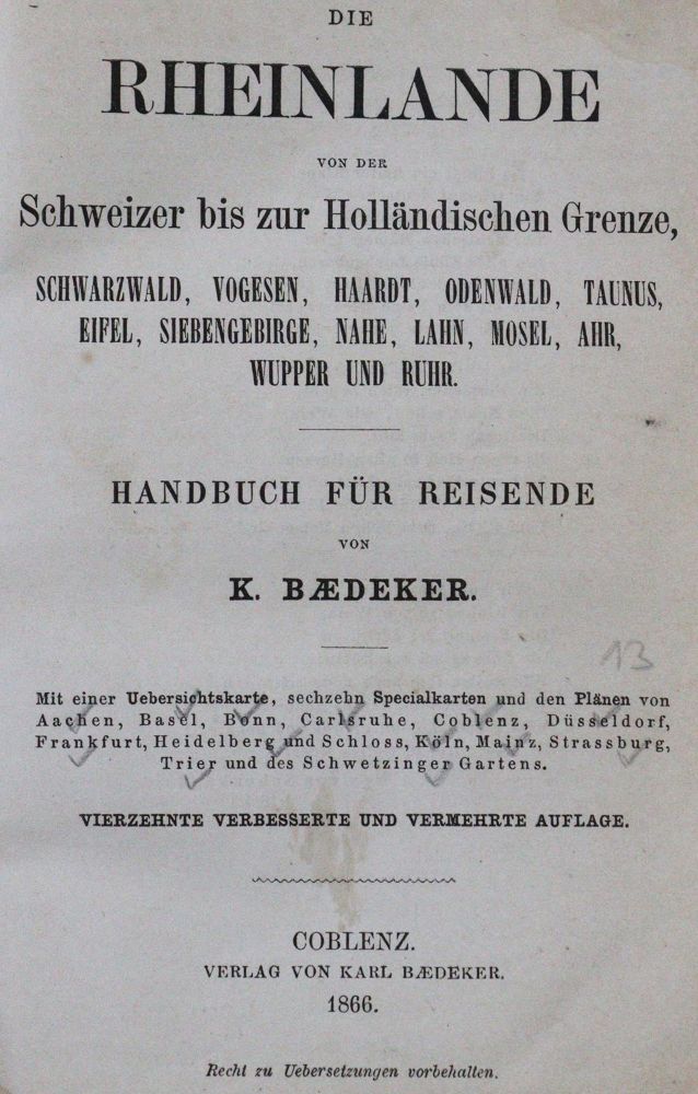 Große Abbildung Nr.1: 120-1355 Rheinlande, Die,: (Verschiedene Länder - Geschichte, Baedeker)