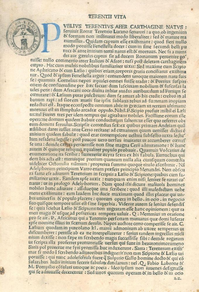 Große Abbildung Nr.1: 120-142 Terentius,A.P.: (Inkunabeln)