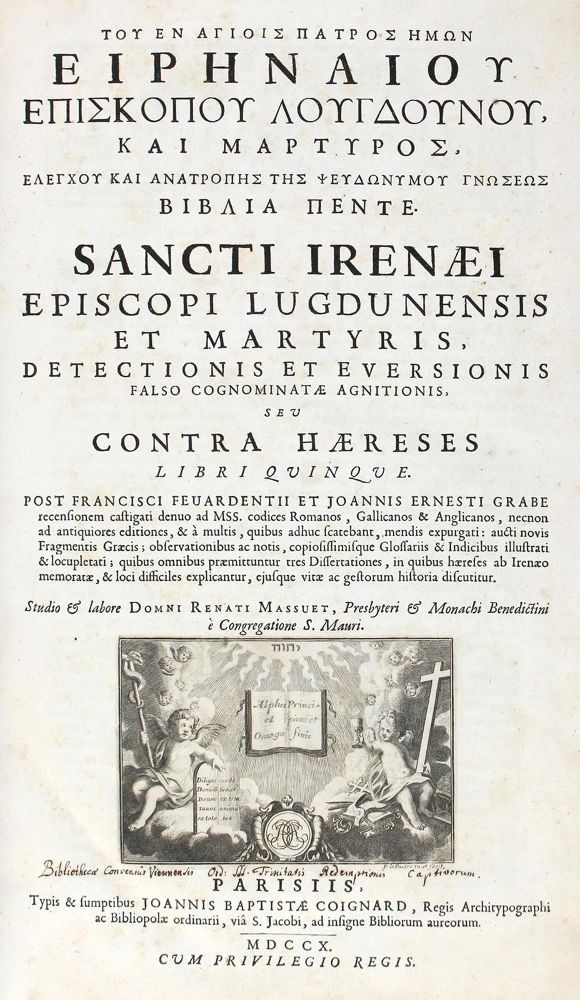 Große Abbildung Nr.1: 120-143 Irenaeus.: (Alte Drucke, Handschriften und Theologie)