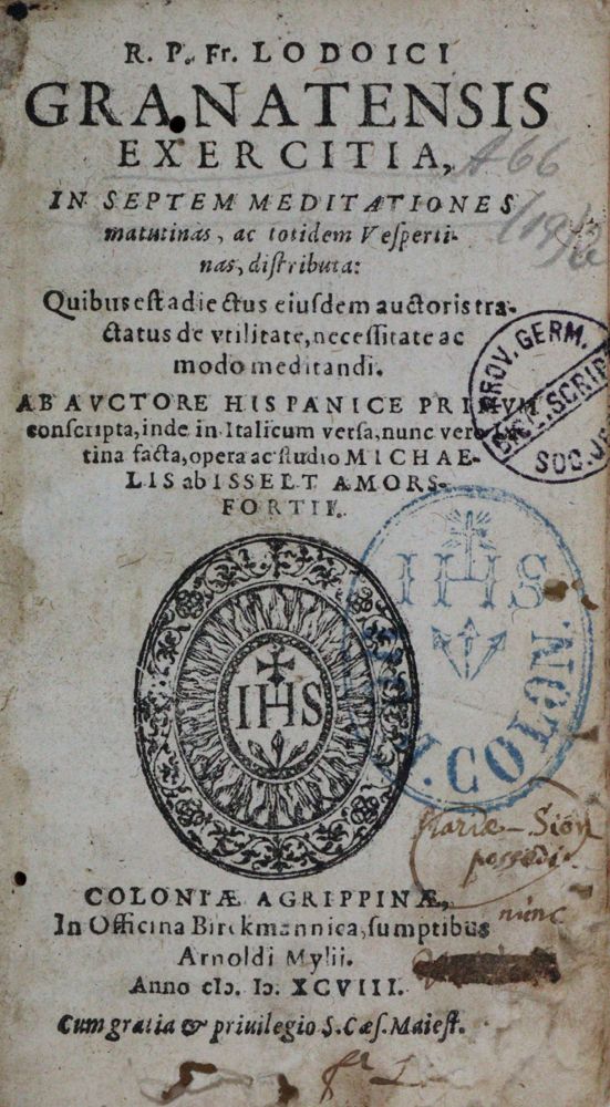Große Abbildung Nr.1: 120-152 Luis de Granada (Ludovico Granatensis).: (Alte Drucke, Handschriften und Theologie)