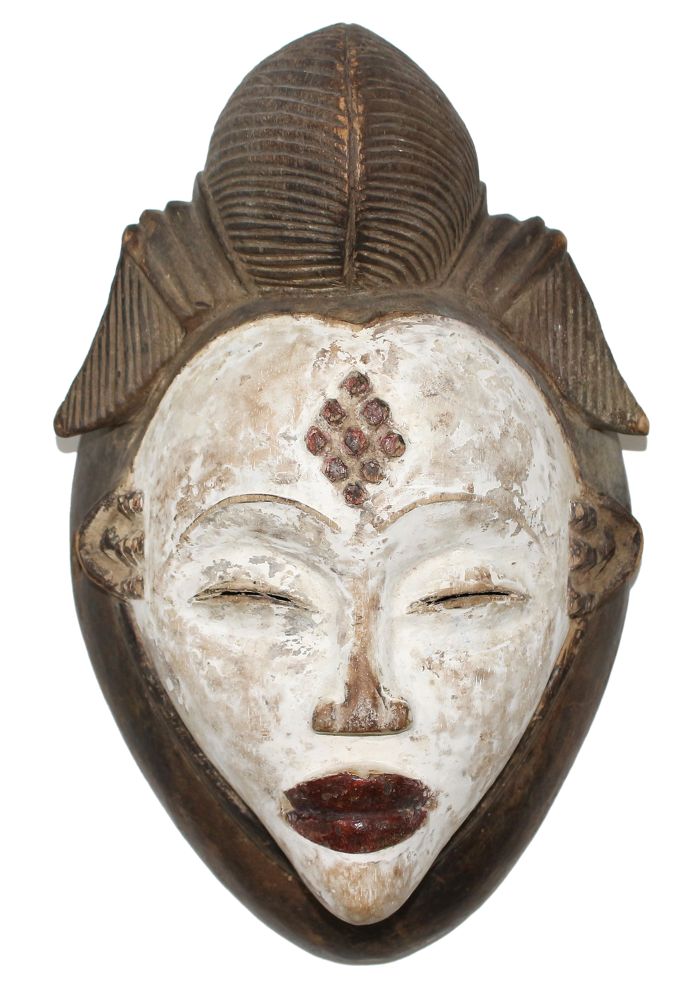 Große Abbildung Nr.1: 120-1568 Weisse Trauermaske Punu Okuyi: (Afrika, Sammlung Wolfgang Nerlich_)