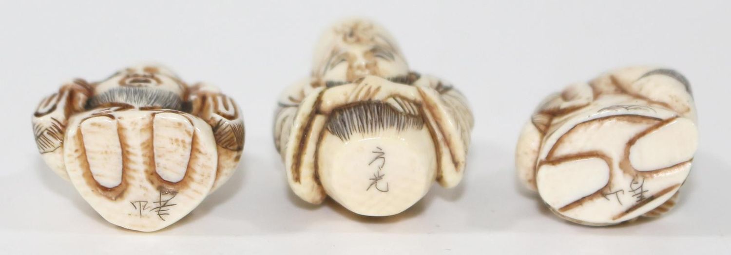 Große Abbildung Nr.3: 120-1612 Fukurokuju, 3 versch.: (Asiatika, Netsuke)