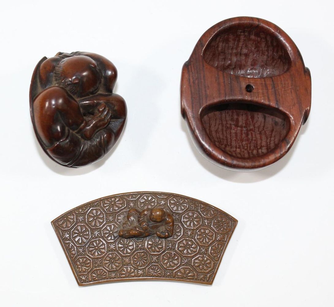 Große Abbildung Nr.3: 120-1615 Oni im Schildkrötenpanzer.: (Asiatika, Netsuke)