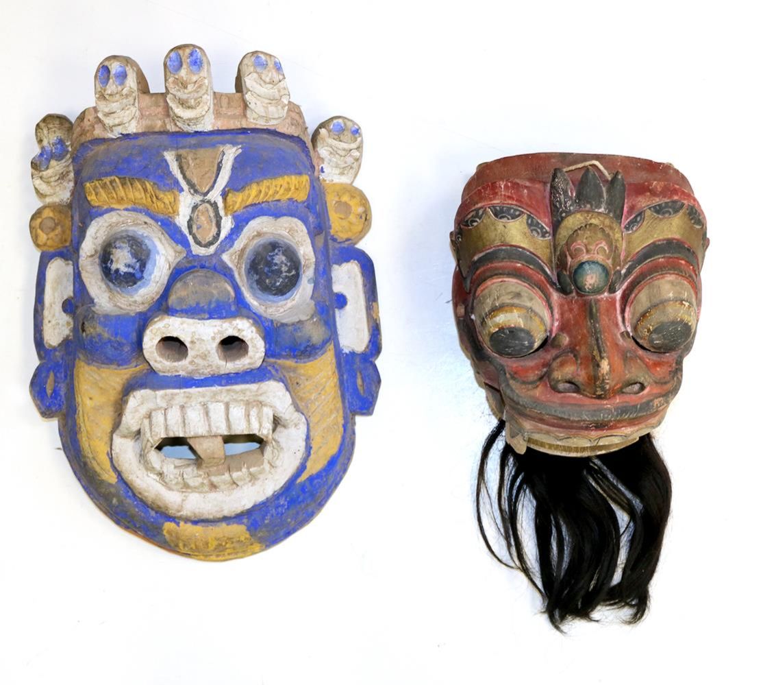 Große Abbildung Nr.1: 120-1655 Tibet u. Bali Paar Masken.: (Asiatika)