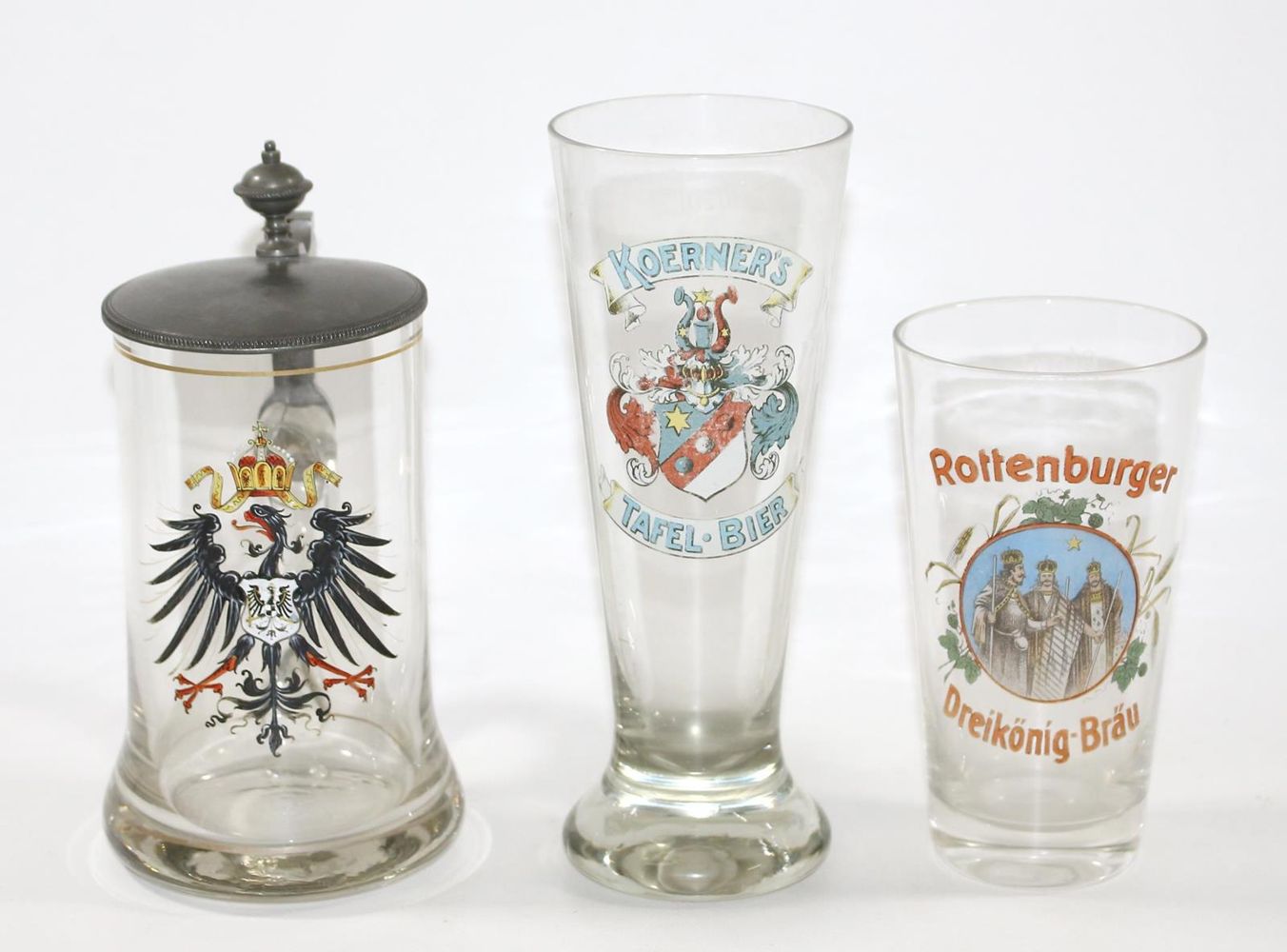 Große Abbildung Nr.3: 120-1688 Bierkrüge u. -gläser.: (Porzellan u. Keramik, Fayencen)