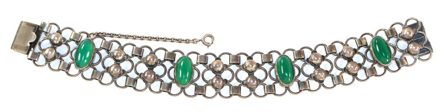 Große Abbildung Nr.1: 120-1732 Armband 925 Silber Chrysopras.: (Schmuck, Armreifen)