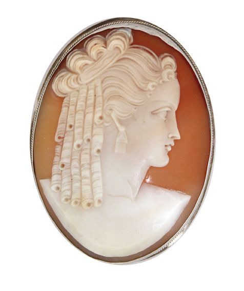 Große Abbildung Nr.1: 120-1739 Muschelgemme Broschhänger: (Schmuck, Broschen)
