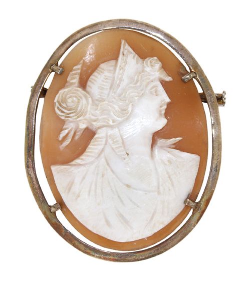 Große Abbildung Nr.1: 120-1740 Muschelgemme um 1900: (Schmuck, Broschen)