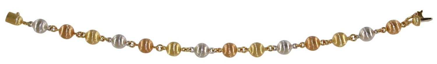 Große Abbildung Nr.1: 120-1755 Kugel-Armband Tricolor: (Schmuck, DRC Pforzheim)