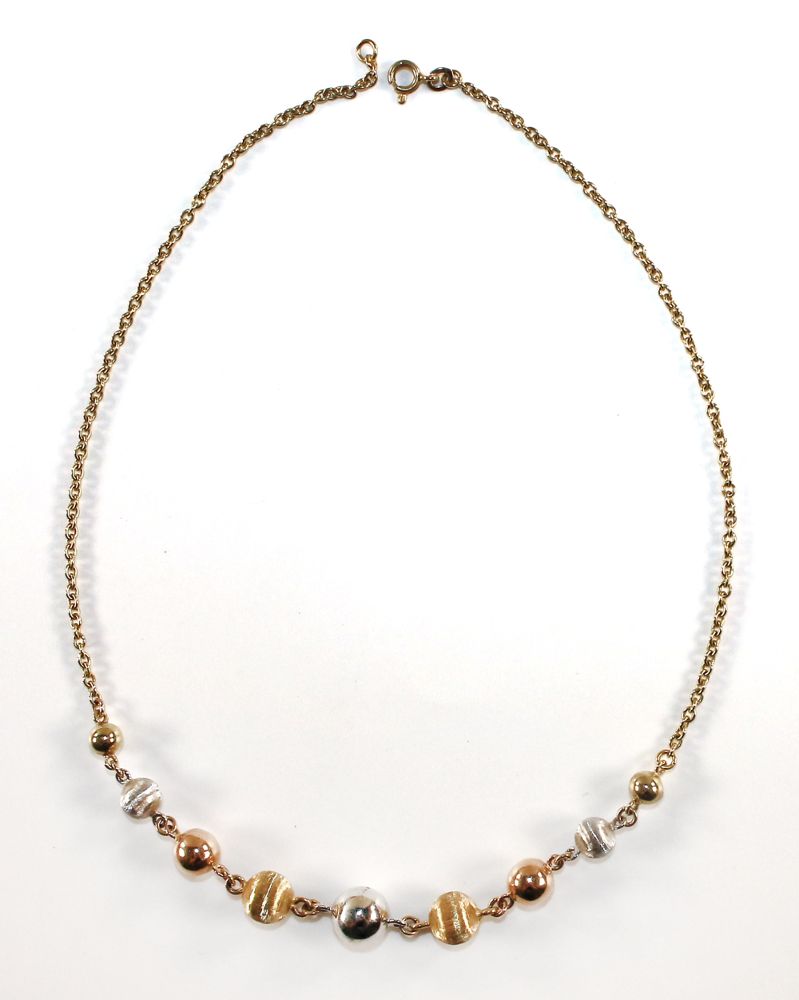 Große Abbildung Nr.2: 120-1757 Kugelcollier Tricolor: (Schmuck, DRC Pforzheim)