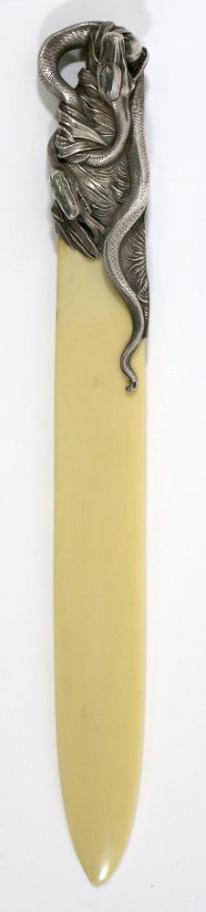 Große Abbildung Nr.2: 120-1804 Jugendstil Brieföffner Schlange: (Silber)