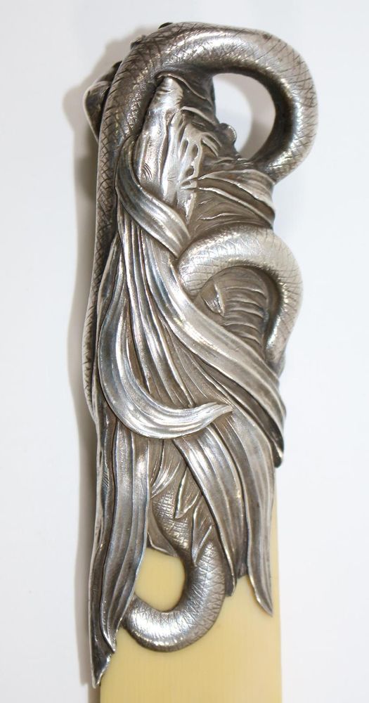 Große Abbildung Nr.3: 120-1804 Jugendstil Brieföffner Schlange: (Silber)