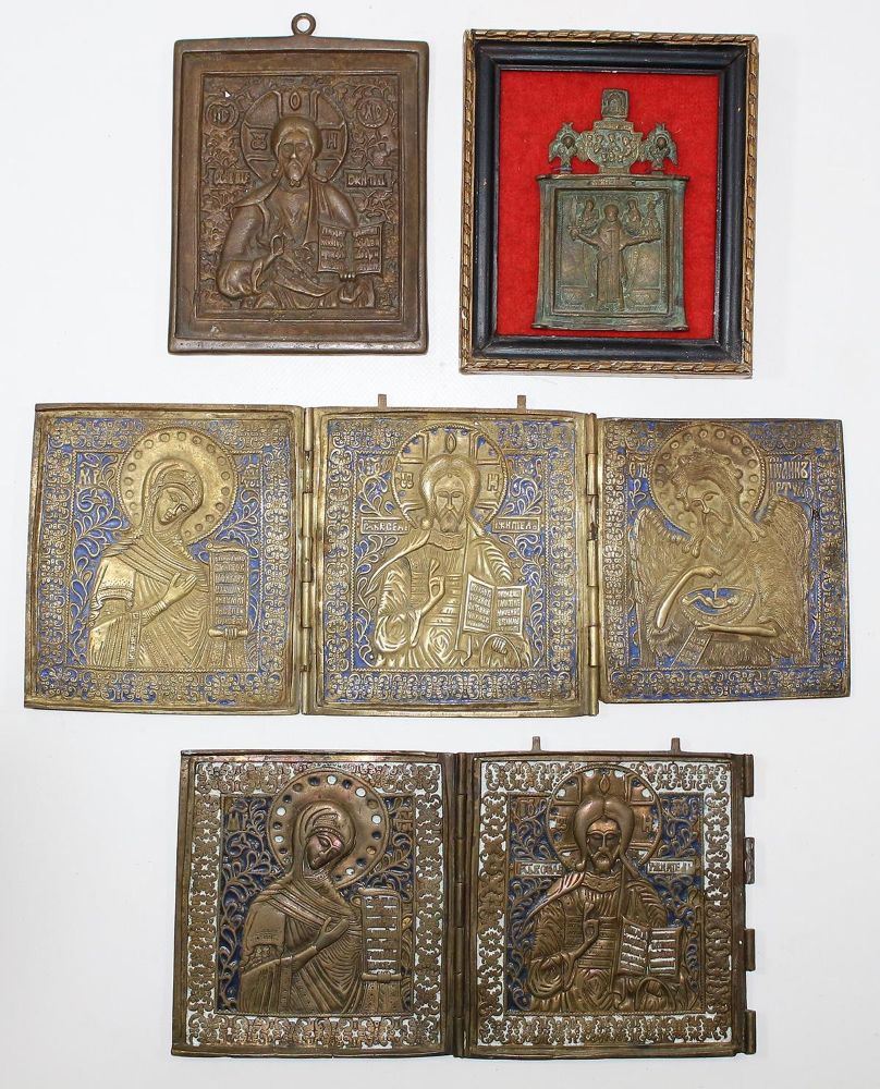 Große Abbildung Nr.1: 120-1842 Bronzeikonen.: (Volkskunst, Ikonen)