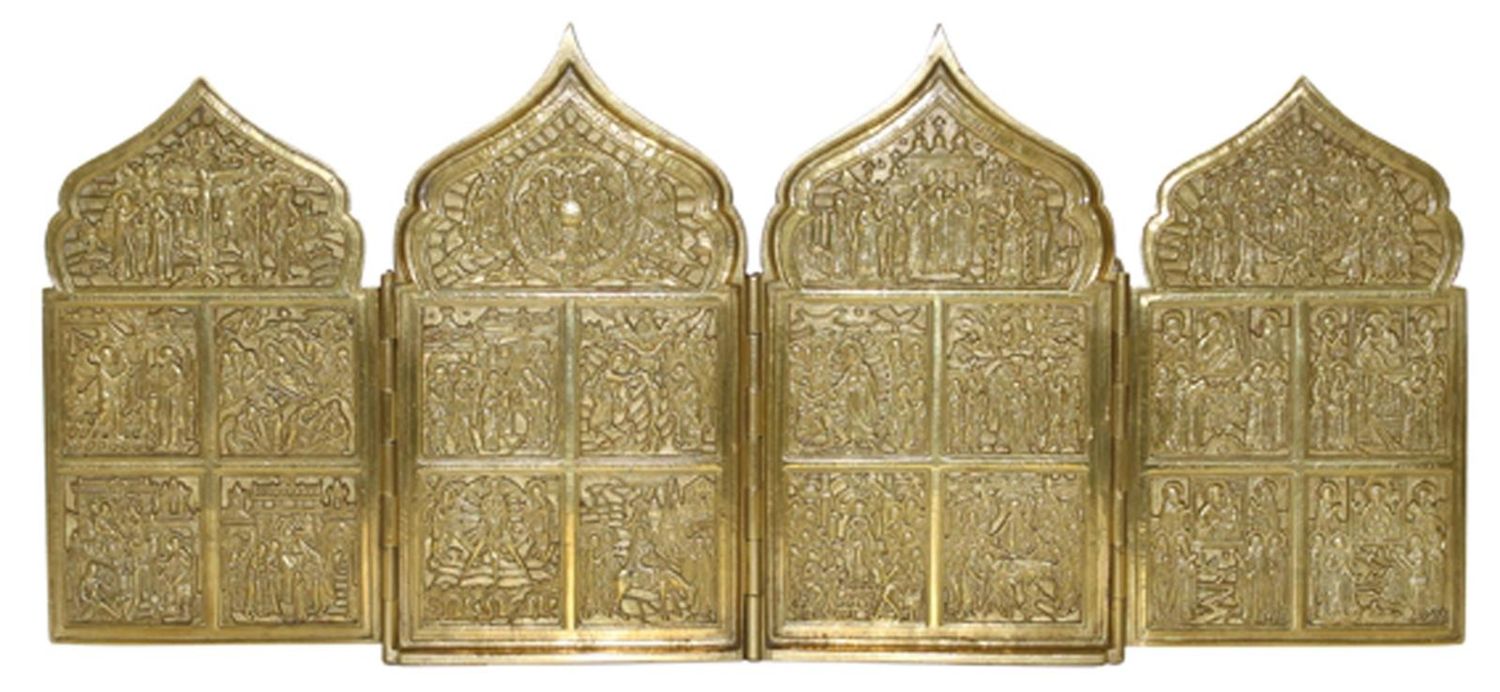 Große Abbildung Nr.1: 120-1845 Emaillierte Bronzeikone,: (Volkskunst, Ikonen)