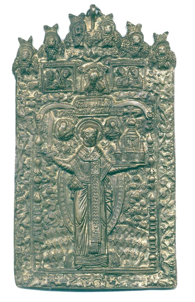 Große Abbildung Nr.1: 120-1849 Metallikone.: (Volkskunst, Ikonen)