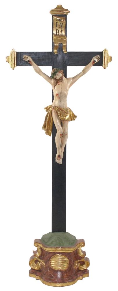 Große Abbildung Nr.1: 120-1862 Christus Standkreuz Barock: (Volkskunst, Religiöse Volkskunst)