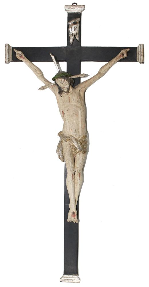 Große Abbildung Nr.1: 120-1863 Christus Wandkreuz: (Volkskunst, Religiöse Volkskunst)