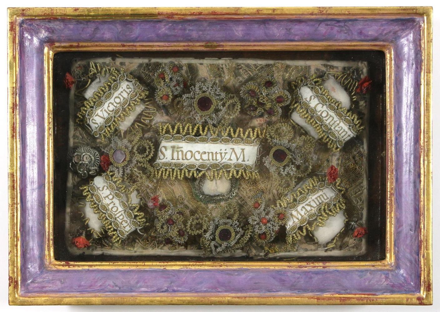 Große Abbildung Nr.1: 120-1879 Reliquiar im Schaukasten.: (Volkskunst, Religiöse Volkskunst)