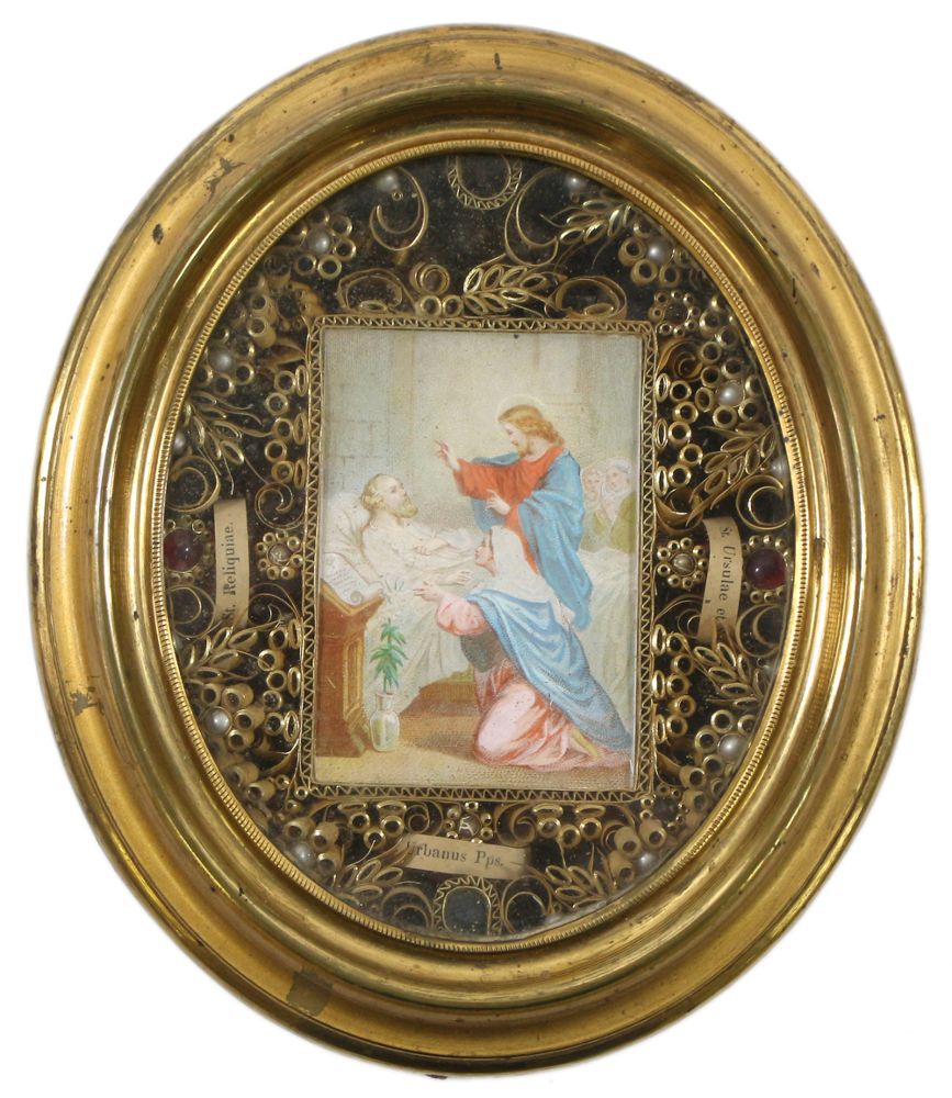 Große Abbildung Nr.1: 120-1883 Reliquie, Klosterarbeit: (Volkskunst, Religiöse Volkskunst)