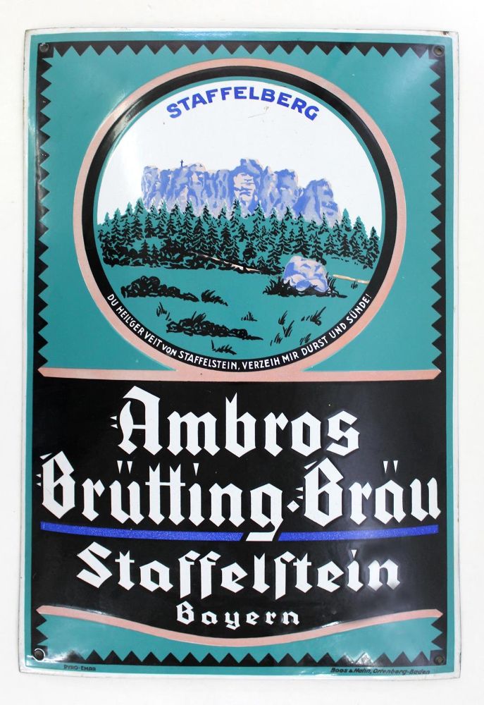 Große Abbildung Nr.1: 120-1902 Ambros Brütting-Bräu.: (Werbung, Emailleschilder)