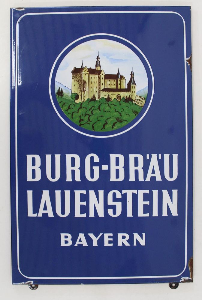 Große Abbildung Nr.1: 120-1909 Lauensteiner Burg Bräu: (Werbung, Emailleschilder)