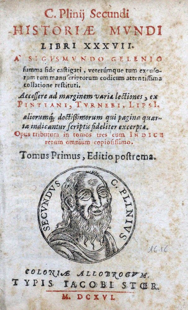 Große Abbildung Nr.1: 120-196 Plinius Secundus,C.: (Alte Drucke, Handschriften und Theologie)