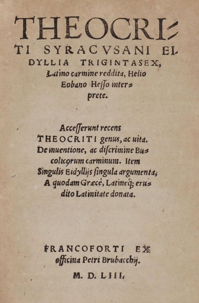 Große Abbildung Nr.1: 120-217 Theocritus.: (Alte Drucke, Handschriften und Theologie)