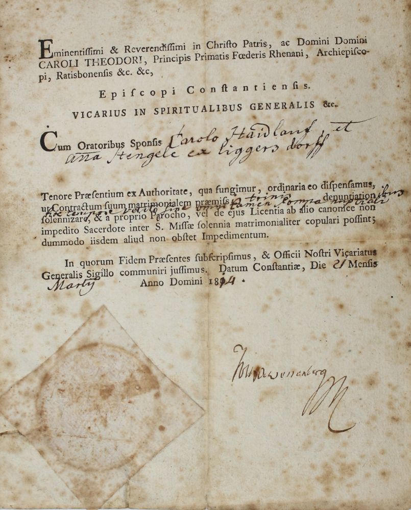 Große Abbildung Nr.1: 120-2185 Heiratsurkunde.: (Deutschland, Konstanz)