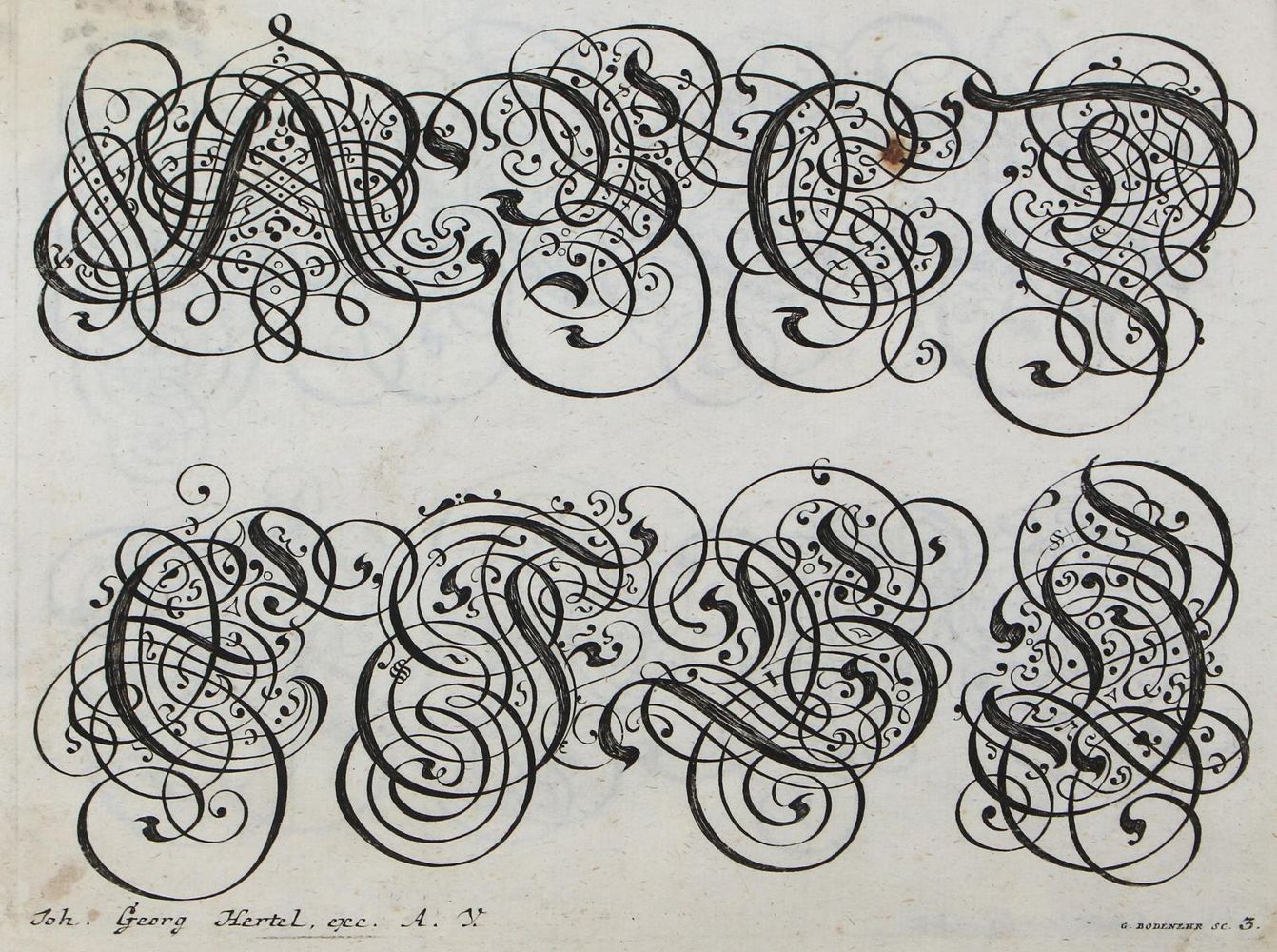 Große Abbildung Nr.1: 120-224 Bodenehr, Gabriel: (Typographie und Kalligraphie, Schreibmeisterbuch)