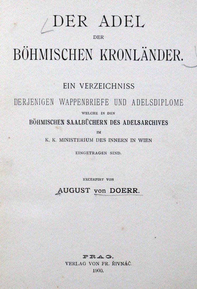 Große Abbildung Nr.1: 120-233 Doerr,A.v.: (Genealogie und Heraldik, Böhmen)