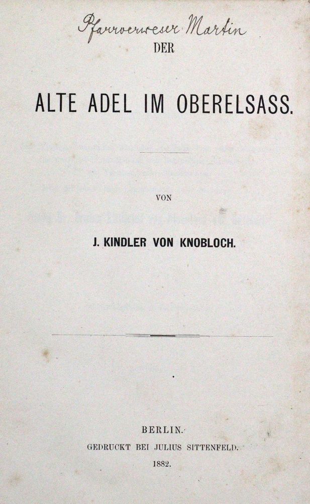 Große Abbildung Nr.1: 120-234 Kindler von Knobloch,J.: (Genealogie und Heraldik, Elsass)