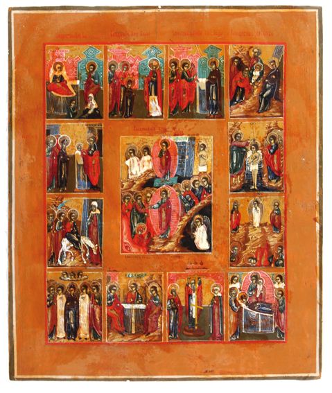 Große Abbildung Nr.1: 120-3101 Festtagsikone,: (Künstlergraphik, Ikonen)