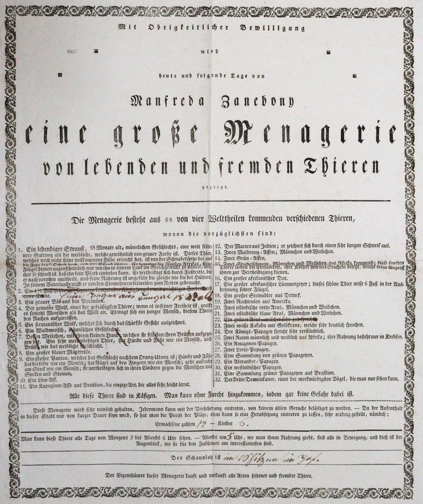Große Abbildung Nr.1: 120-390 Menagerie.: (Zirkus - Schausteller)