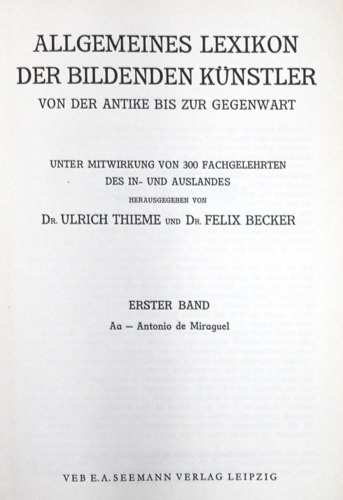 Große Abbildung Nr.1: 120-529 Thieme,U. u. F.Becker.: (Kunstwissenschaft)