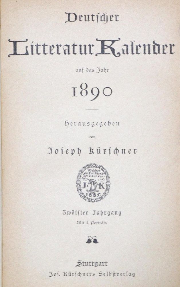 Große Abbildung Nr.1: 120-570 Kürschners Deutscher Literatur-Kalender.: (Bibliographie und Buchwesen)