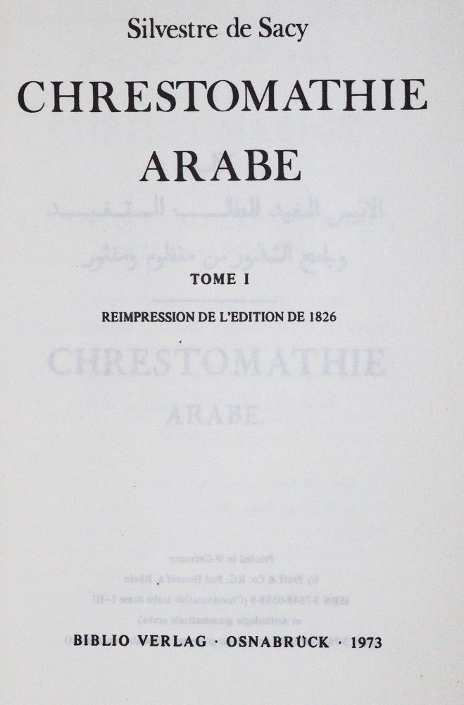 Große Abbildung Nr.1: 120-571 Sacy,S.de.: (Lexika - Wörterbücher - Sprachwissenschaften, Arabien)