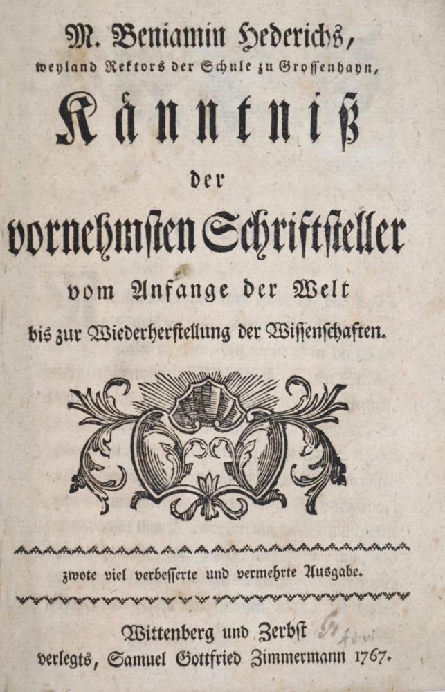 Große Abbildung Nr.1: 120-702 Hederich,B.: (Literatur und illustrierte Bücher bis 19.Jahrhundert)