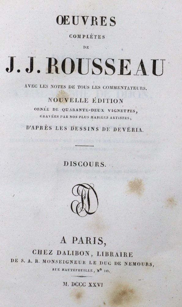 Große Abbildung Nr.1: 120-730 Rousseau,J.J.: (Literatur und illustrierte Bücher bis 19.Jahrhundert)
