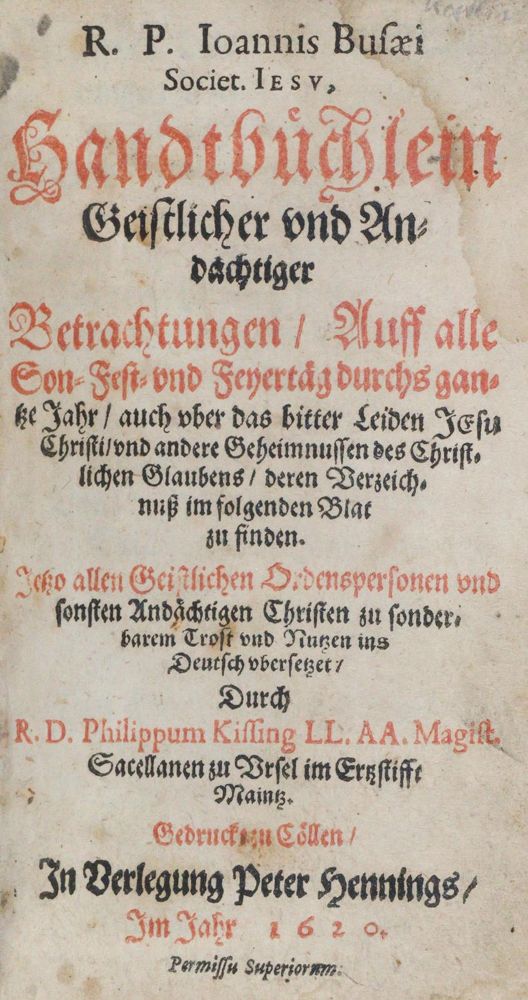 Große Abbildung Nr.1: 120-75 Busaeus,J.: (Alte Drucke, Handschriften und Theologie)