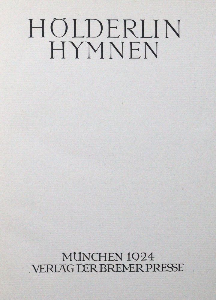 Große Abbildung Nr.1: 120-762 Hölderlin,F.: (Bremer Presse)