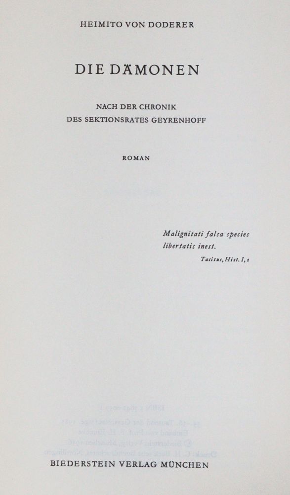 Große Abbildung Nr.1: 120-795 Doderer,H.v.: (Literatur und illustrierte Bücher 20.Jahrhundert - Alte Literatur in modernen Ausgaben)
