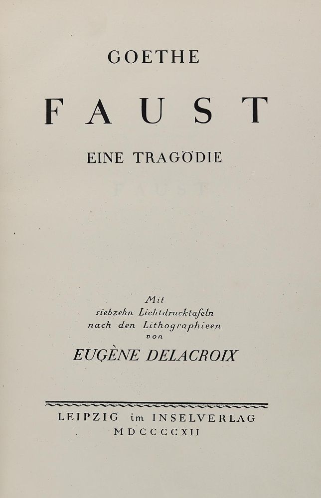 Große Abbildung Nr.1: 120-822 Goethe,(J.W.v.).: (Literatur und illustrierte Bücher 20.Jahrhundert - Alte Literatur in modernen Ausgaben)
