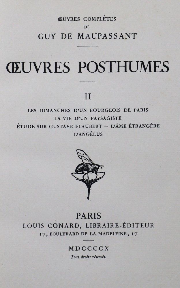Große Abbildung Nr.1: 120-883 Maupassant,G.de.: (Literatur und illustrierte Bücher 20.Jahrhundert - Alte Literatur in modernen Ausgaben)