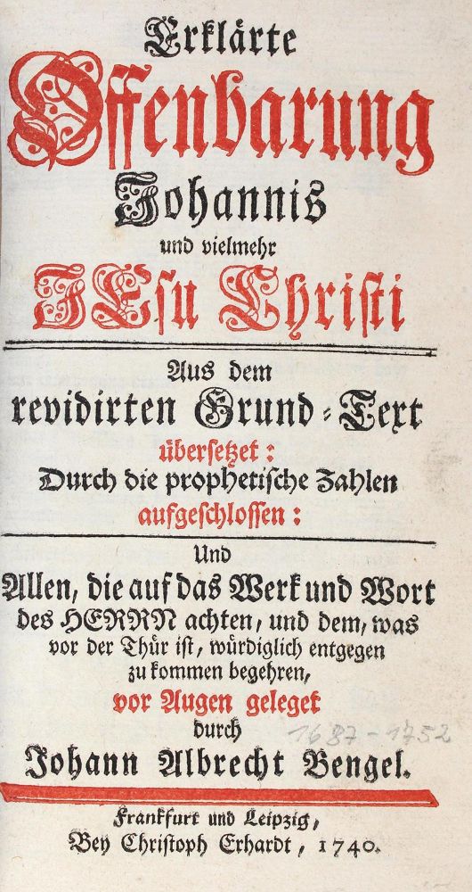 Große Abbildung Nr.1: 120-9 Bengel,J.A.: (Alte Drucke, Handschriften und Theologie)