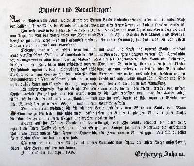 Bild Nr.1: 120-1315 Wünsche der Tiroler: (Österreich, Einblattdrucke u. Flugschriften)