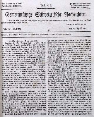 Bild Nr.1: 120-1328 Gemeinnützige Schweizerische Nachrichten.: (Schweiz)