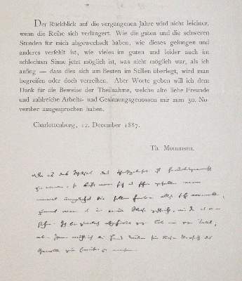 Bild Nr.1: 120-1435 Mommsen, Theodor,: (Autographen)