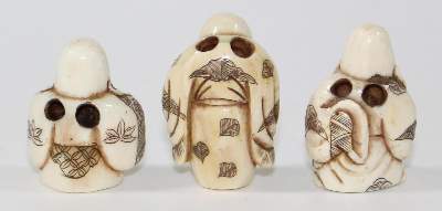 Bild Nr.2: 120-1612 Fukurokuju, 3 versch.: (Asiatika, Netsuke)