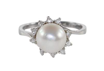 Bild Nr.1: 120-1758 Perl-Diamantring 750 WG.: (Schmuck, DRC Pforzheim)