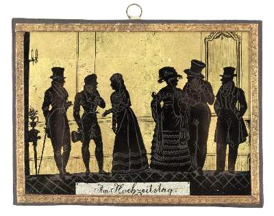 Bild Nr.1: 120-1837 Eglomise am Hochzeitstag.: (Volkskunst, Hinterglasbilder)